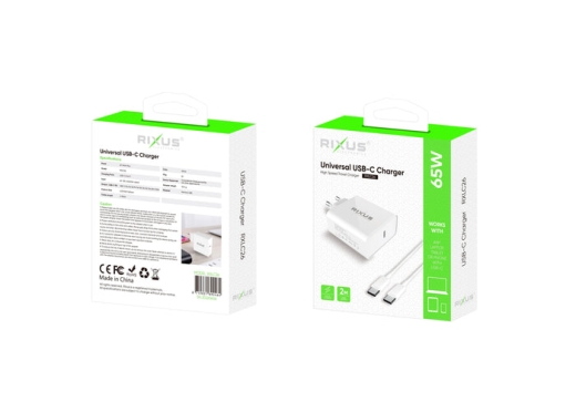 RIXUS RXLC26 UNIVERSAL USB-C CHARGER WHITE