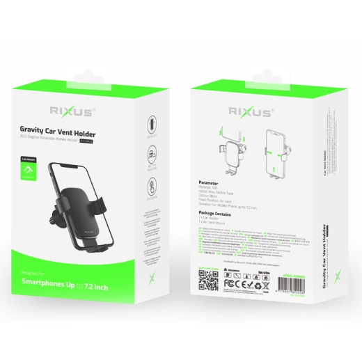 RIXUS RXHM69 GRAVITY AIR VENT HOLDER BLACK