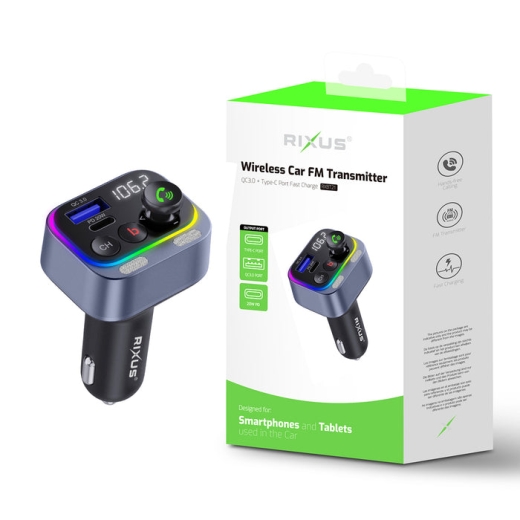 RIXUS RXBT21 CAR FM BLUETOOTH TRANSMITTER BLACK