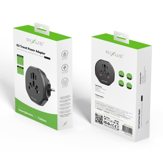 RIXUS RXHC27B EU TRAVEL POWER ADAPTER BLACK