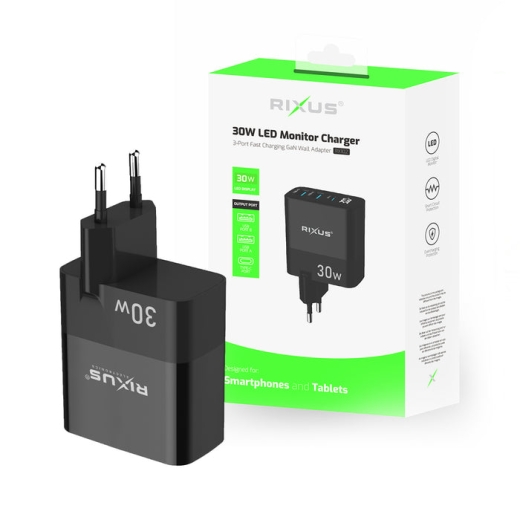 RIXUS RX102 PD 30W GAN CHARGER BLACK