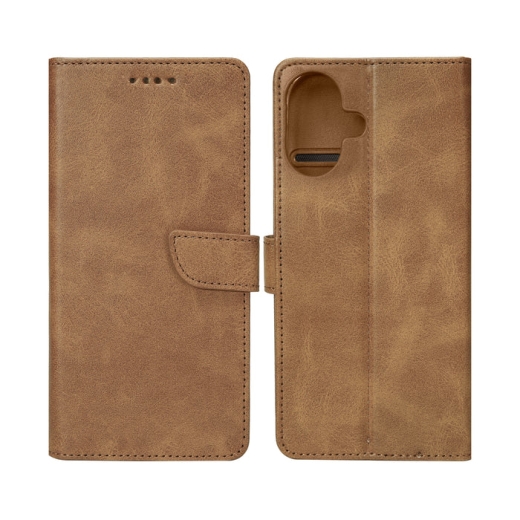RIXUS BOOKCASE FOR IPHONE 16 LIGHT BROWN