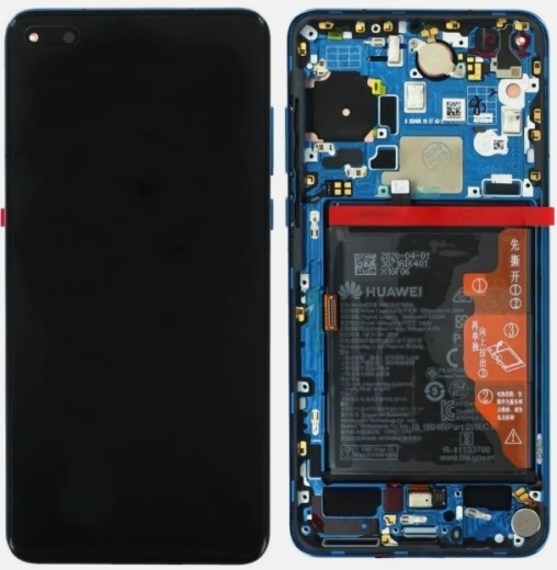 Huawei P40 (ANA-NX9) OEM Service Part Screen Incl. lcd Battery (02353MFU) - Deep Sea Blue