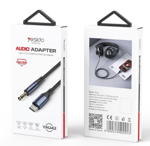 YAU42 YESIDO Aux Kabel 1 Meter Typ C und AUX Anschluss