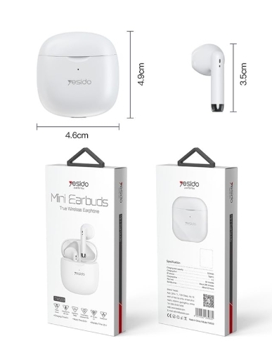 TWS09 YESIDO Bluetooth Kopfhörer Mini Earbuds Farbe: Weiß
