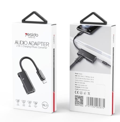 YAU11 YESIDO Splitter Adapter zu Lightning und AUX 3.5mm