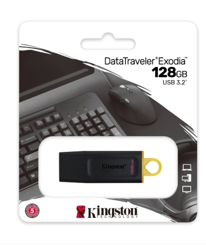 Kingston 128GB DataTraveler Exodia Black + Yellow USB3.2 Gen 1 Flash Drive