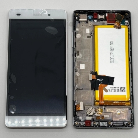 Original Huawei P8 Lite Display lcd + Rahmen + Akku Weiß