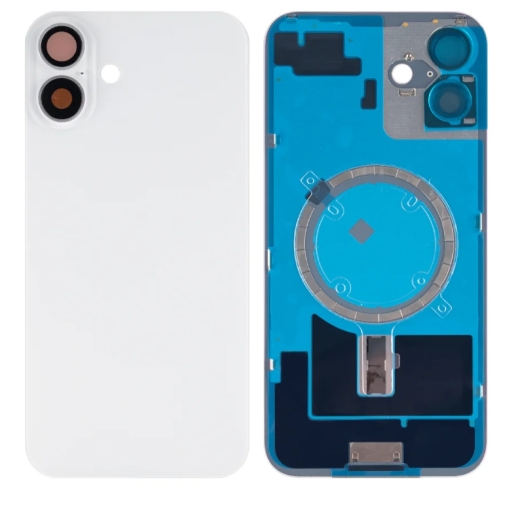 For iPhone 16 Plus Extra Glass, Akkudekel With NFC, Enlarged Camera Frame White