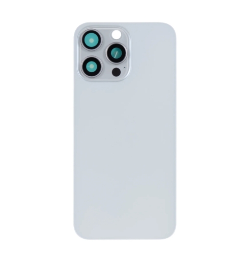 For iPhone 15 Pro Max Extra Glass, Akkudekel With Enlarged Camera Frame White Titanium Compatible