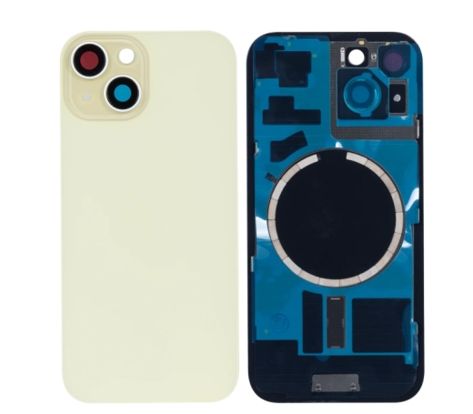 For iPhone 15 Extra Glass, Akkudekel With Enlarged Camera Frame Yellow Compatible