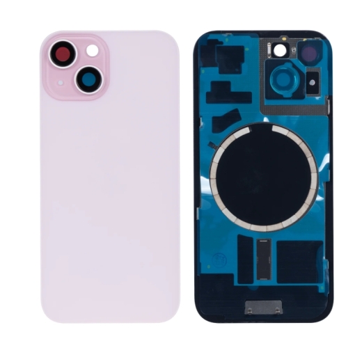 For iPhone 15 Extra Glass, Akkudekel With Enlarged Camera Frame Pink Compatible