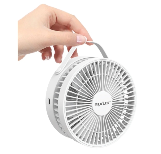 Rixus RXBF03 Portable Desktop Battery Fan White