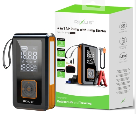 Rixus RXAP05 4 In 1 Air Pump With Jump Starter Black
