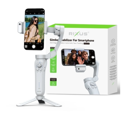 Rixus RXSF43A Smooth Steady Face Tracking For Vlog, Video, Tik Tok And Live Video With AI Tracker