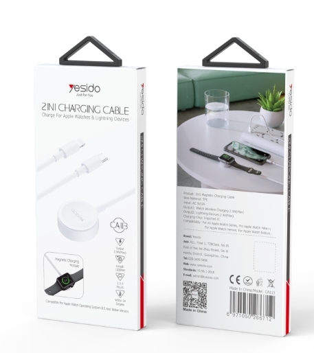 CA113 YESIDO 2in1 Magnetischer Kabel für Apple Watch mit Lightning und Typ C Anschluss