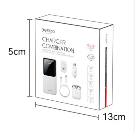 CG10 YESIDO Kombination Set mit Powerbank, Earbuds, Adapter, Kabel und OTG