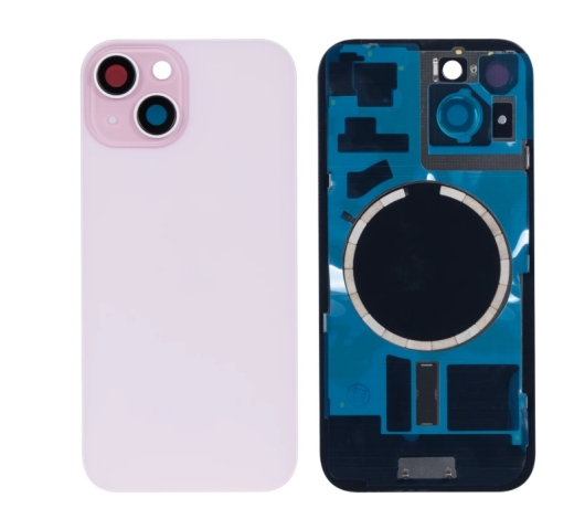 For iPhone 15 Plus Extra Glass, Akkudekel With Enlarged Camera Frame Pink Compatible