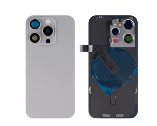 iPhone 15 Pro Extra Glass With NFC, Enlarged Camera Frame Natural Titanium Akkudeckel