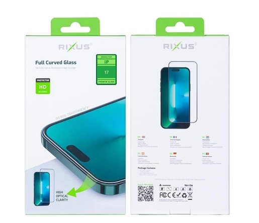 Rixus Clear HD Full Curved Edge Tempered Glass For iPhone 17 panzer