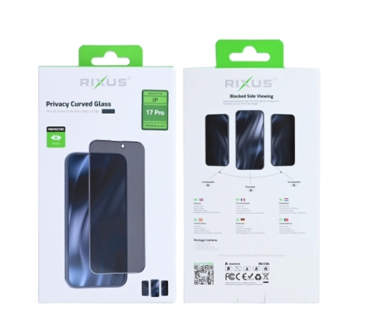 Rixus Privacy Full Curved Edge Tempered Glass For iPhone 17 Pro
