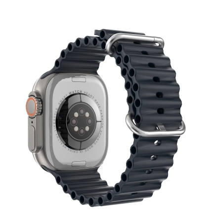 DTNO 1 DT8 Ultra Plus Smart Watch With Blue Strap Silver