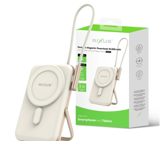 Rixus RXPB29 Magnetic Powerbank 10.000mAh With USB-C Cable Build-in Rose Gold