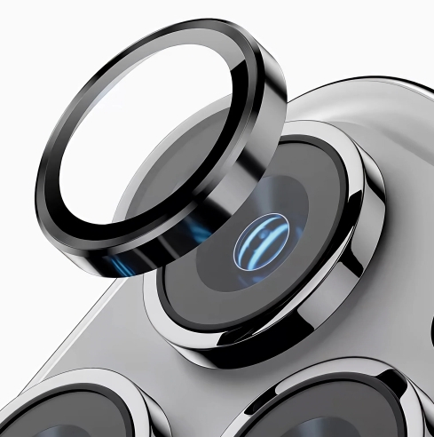 Rixus Metal Shield Camera Tempered Glass For Apple iPhone 16 Pro, 16 Pro Max Black Titanium