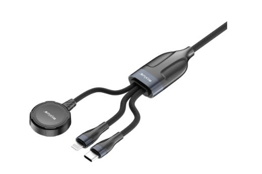 Rixus RXUC31 3 in 1 Watch And Phone Charger Cable 1.2m Black