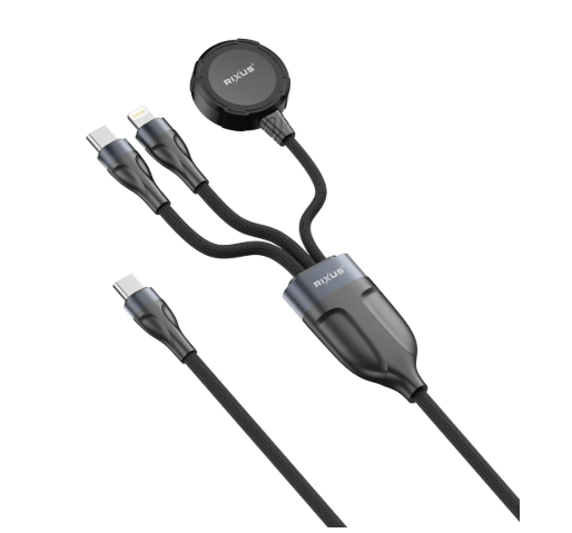 Rixus RXUC31 3 in 1 Watch And Phone Charger Cable 1.2m Black