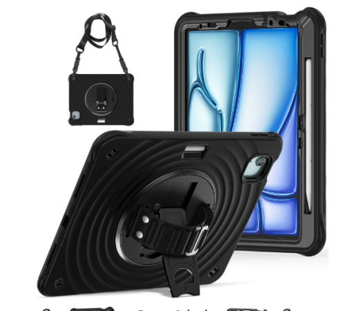 Rixus RXTC08 Anti Shock Case For Apple iPad Air 13 inch (2024), iPad Pro 12.9 inch (2018, 2020, 2021, 2022) Black