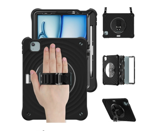 Rixus RXTC08 Anti Shock Case For Apple iPad Air 13 inch (2024), iPad Pro 12.9 inch (2018, 2020, 2021, 2022) Black
