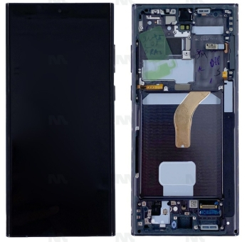 Samsung Galaxy S22 Ultra S908B Display And Digitizer With Frame Phantom Black Service Pack