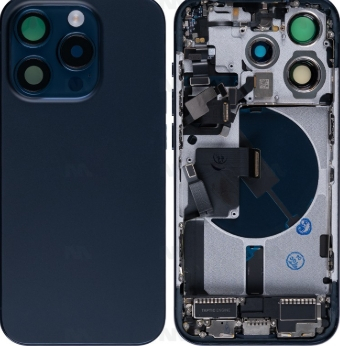 For Apple iPhone 15 Pro Housing Gehäuse With Small Parts Blue Titanium OEM