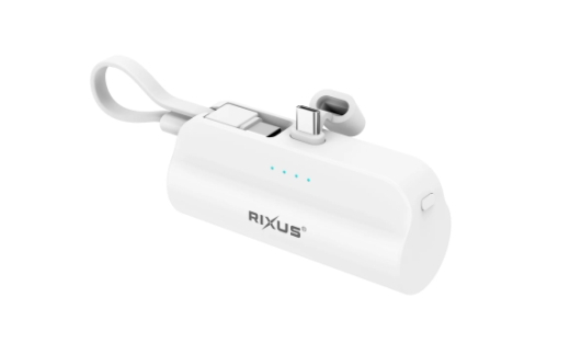 Rixus RXPB98W Mini Click-On Powerbank USB-C 5000mAh White