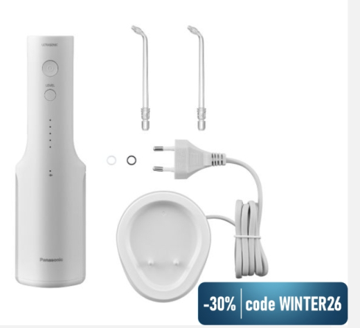 Aufladbare Munddusche Series 600 mit Ultraschall-Technologie und 3 Aufsätzen in Weiß