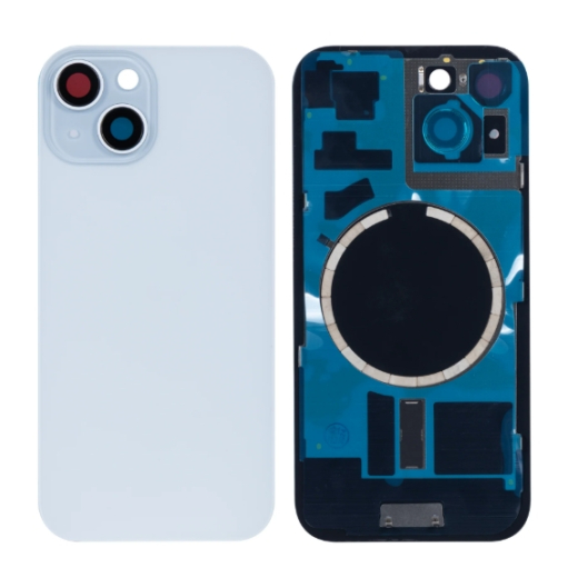 For Apple iPhone 15 Plus Back Glass Without NFC, Enlarged Camera Frame Blue Compatible