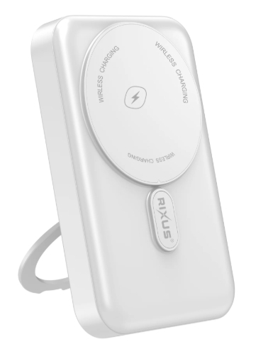 Rixus RXPB71A MagSafe Compatible Powerbank 10000mAh With Foldable Stand White