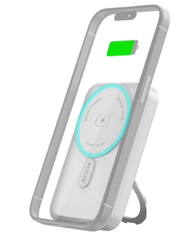 Rixus RXPB71A MagSafe Compatible Powerbank 10000mAh With Foldable Stand White