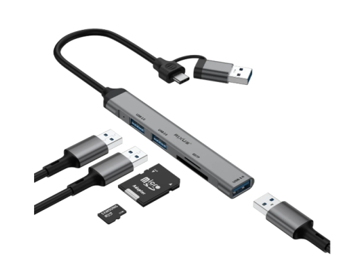 Rixus RXHU05 USB-C 2 in 1 Hub Multiport Adapter