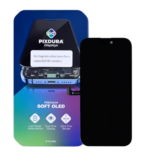 PIXDURA For Apple iPhone 15 Pro Display And Digitizer Soft-OLED (Run Diagnostics) (120Hz)