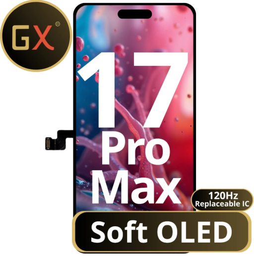 LCD GX Soft OLED 120Hz For IPhone 17 Pro Max 100% size camera (Replaceable IC)