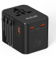 Rixus RX3425 World Travel Adapter 25W With 3 USB Ports Black