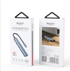 HB17 Yesido 4 in 1 HUB Adapter OTG 4x USB Anschluss und Typ C Kabel