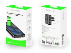 Rixus RXPB47 Solar Powerbank 20000 mAh With Built-in Cables Black