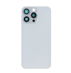 For iPhone 15 Pro Max Extra Glass, Akkudekel With Enlarged Camera Frame White Titanium Compatible