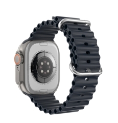 DTNO 1 DT8 Ultra Plus Smart Watch With Blue Strap Silver