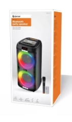 Denver Bluetooth-Lautsprecher BPS-458, schwarz, mit RGB-Beleuchtung, 4h Akkulaufzeit, 100 W
