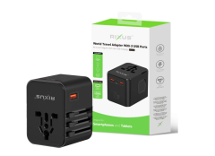 Rixus RX3425 World Travel Adapter 25W With 3 USB Ports Black