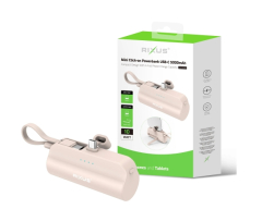 Rixus RXPB98P Mini Click-On Powerbank USB-C 5000mAh Pink